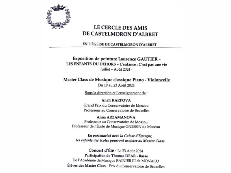 Programme : Le cercle des amis de Castelmoron  ...