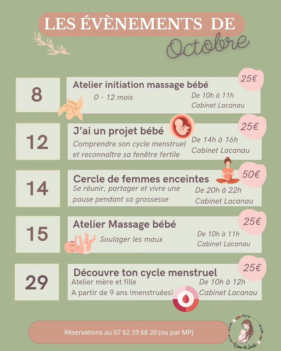 Atelier initiation massage bébé 0 à 12 mois -  ...