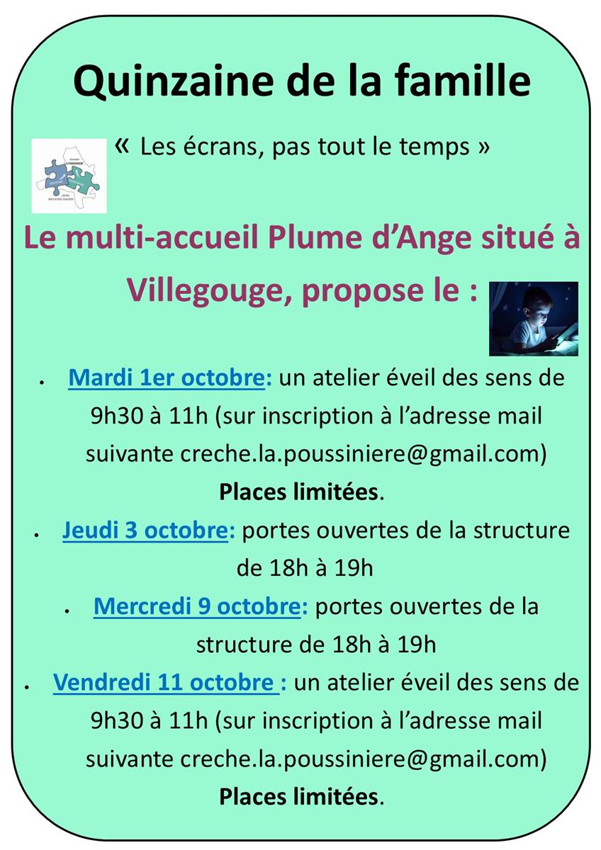 Crèche Mini Plume (3 mois à 3 ans) - Quinzaine ...