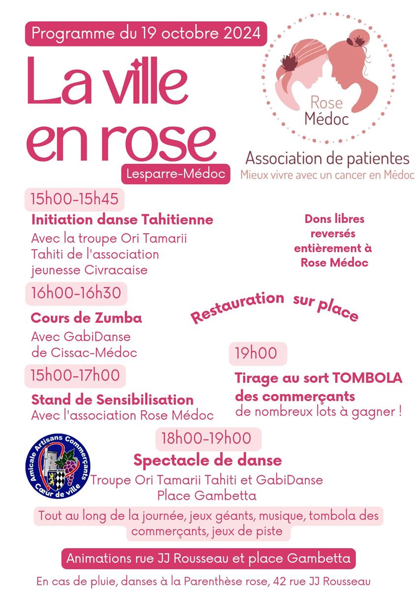 Octobre Rose 2024 à Lesparre : la Ville en Rose