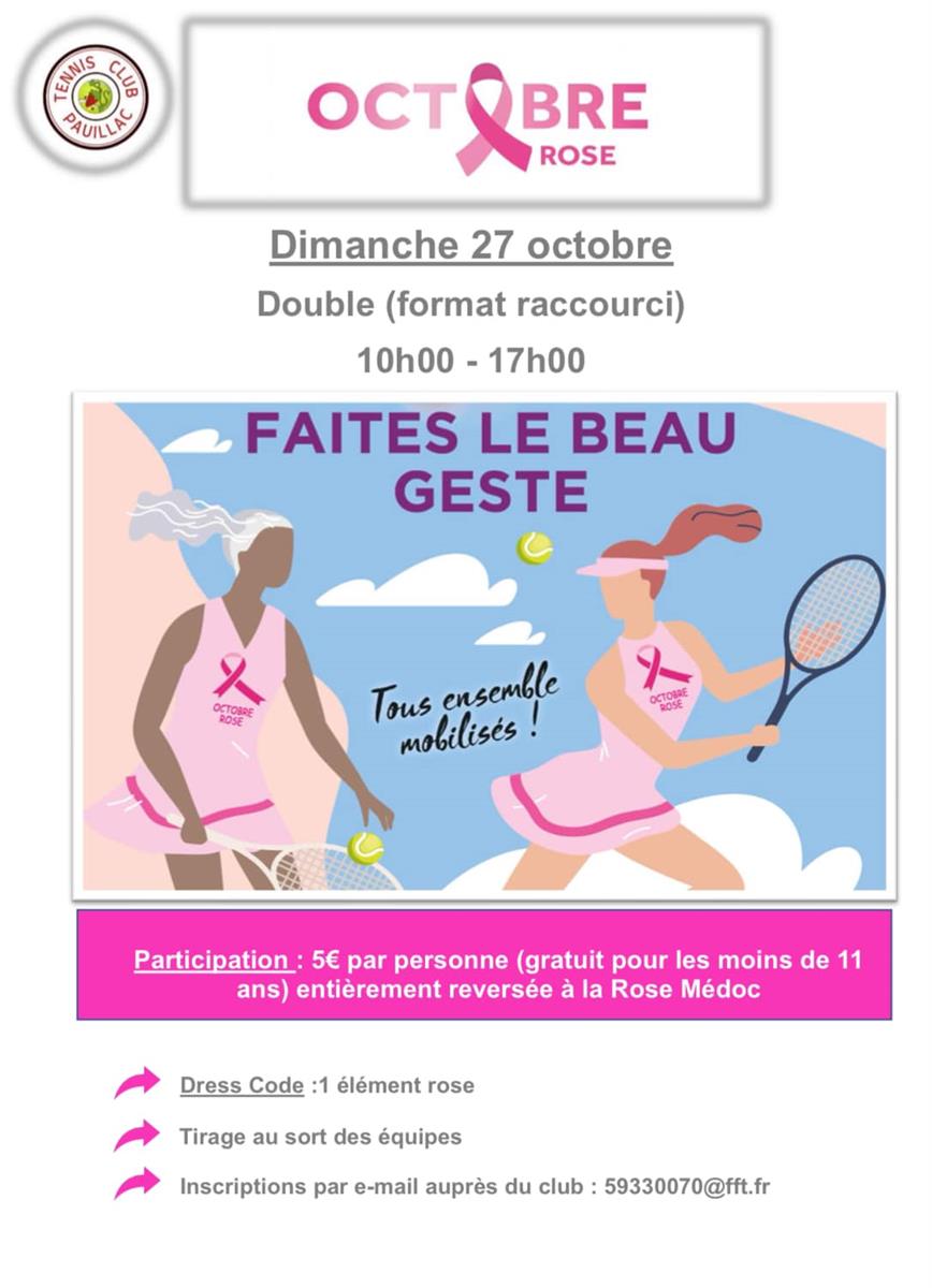 Octobre Rose 2024 : tournoi de tennis à Pauillac