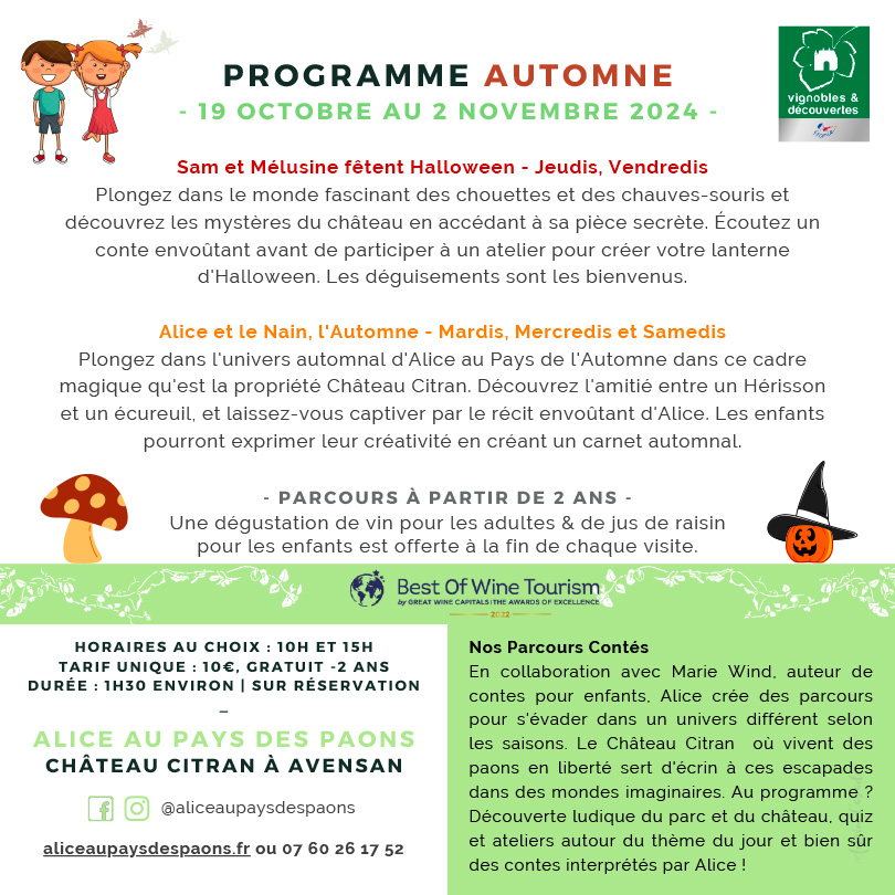 Programme automne au Château Citran