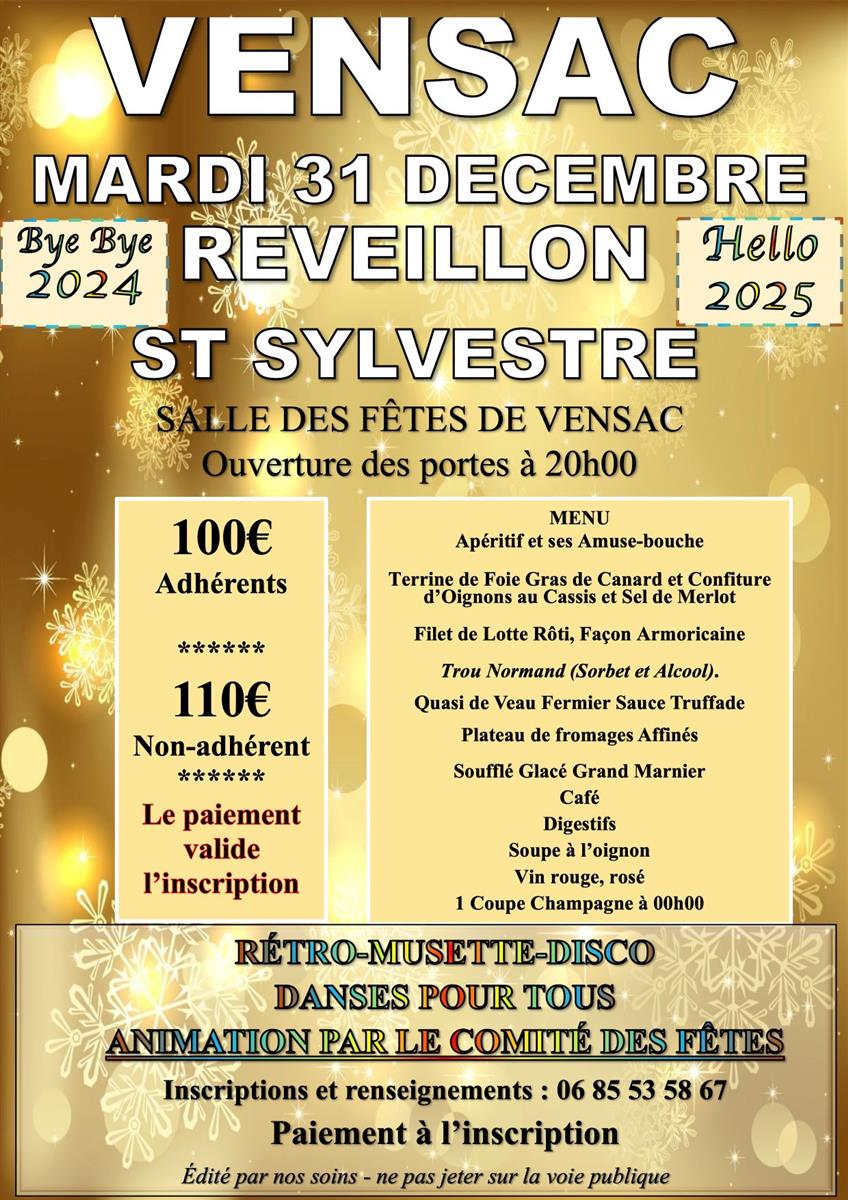 Réveillon de la St Sylvestre organisé par le C ...