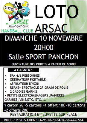 Super loto du handball club d' ARSAC