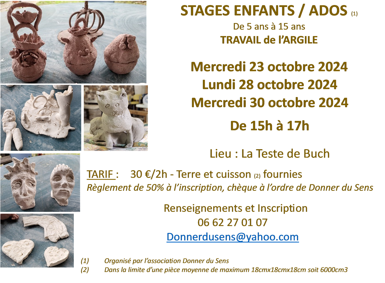 Travail de l'Argile - Stages enfants/ados