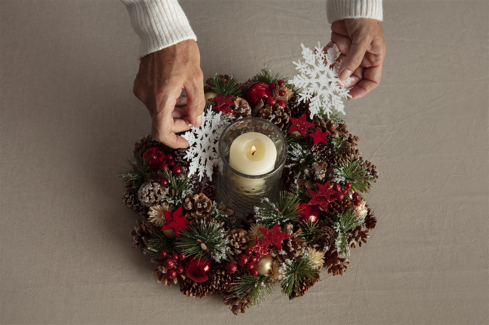 Atelier floral : Centre de table de Noël