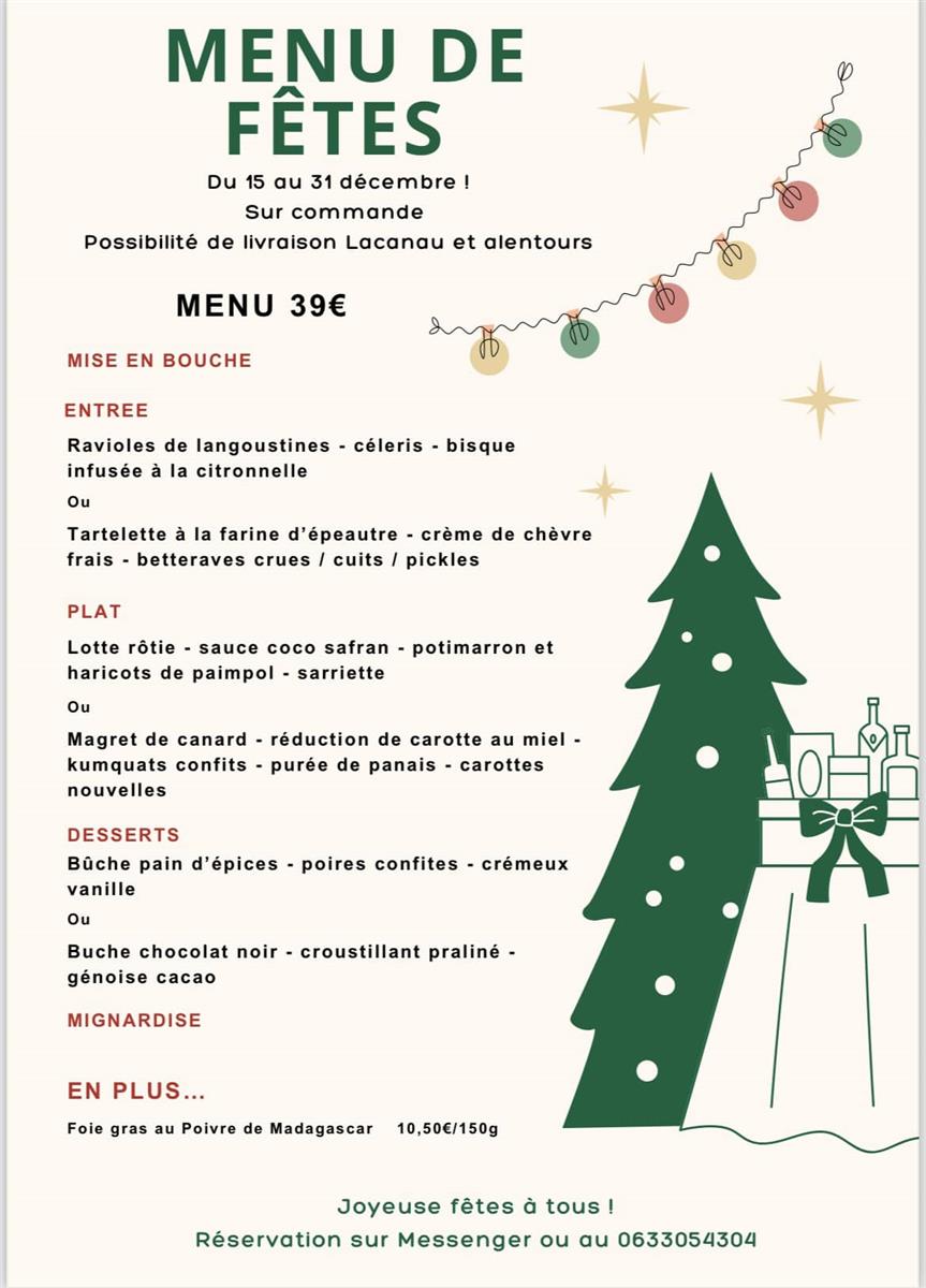 Menu des Fêtes - Sur commande