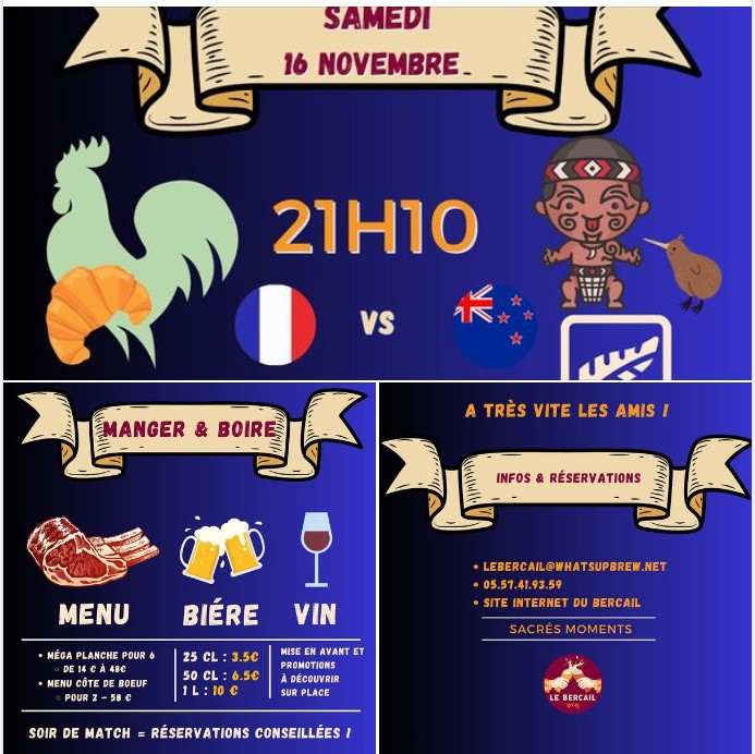 Soirée match rugby France 🇫🇷 - All Blacks 🇳🇿