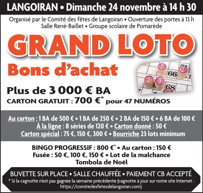 Super loto spéciale bon d'achat 46 lots+jeux