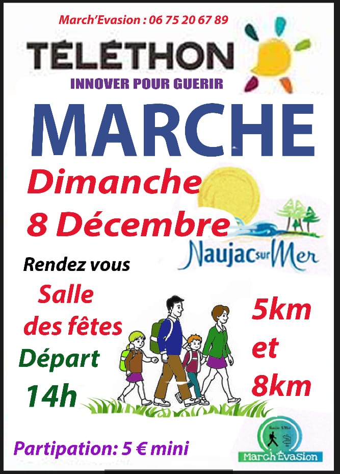 Téléthon : Marche de 5 et 8 kms avec March'évasion