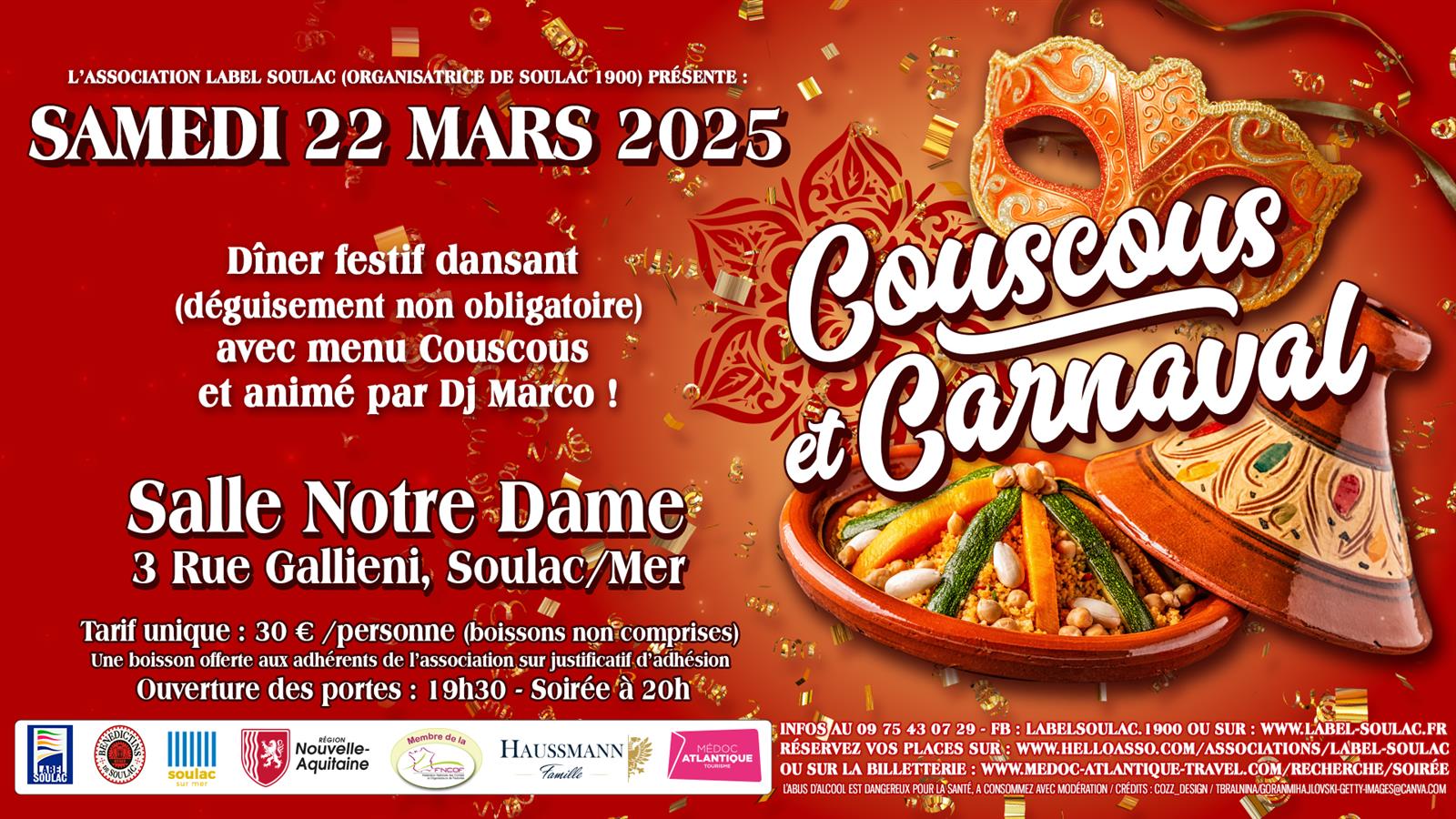 Dîner spectacle dansant "Couscous et Carnaval" ...