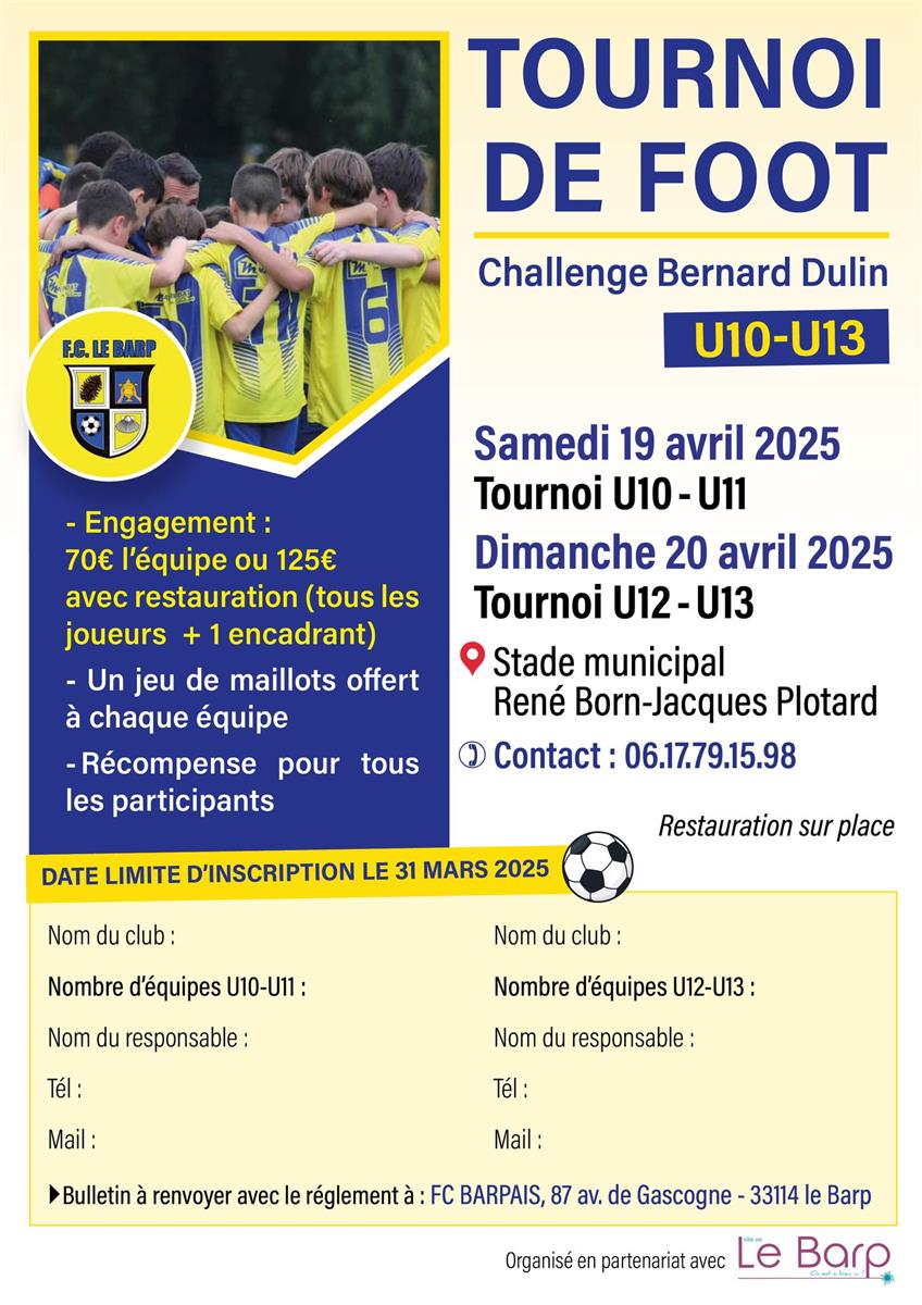 Tournoi de foot : Challenge Bernard Dulin U10  ...