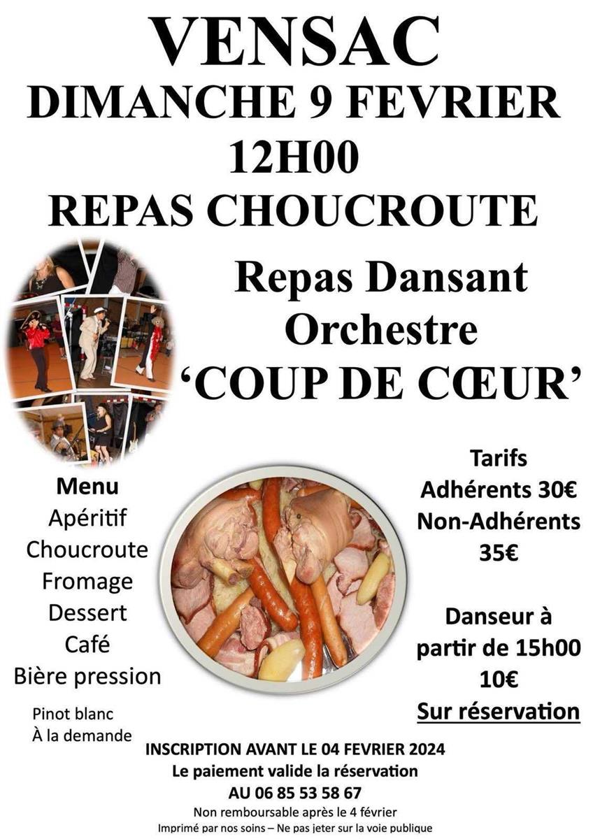 Repas choucroute dansant avec l'orchestre "Cou ...