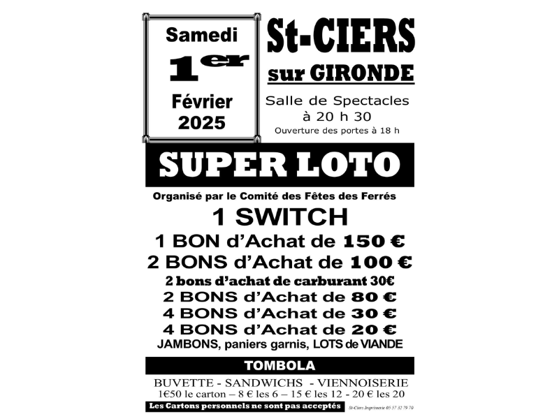 Loto du comité des fêtes des Ferrés