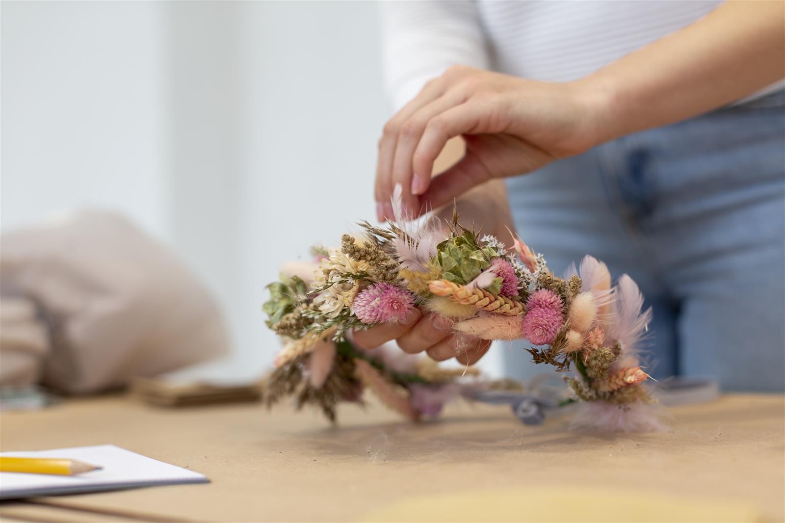 Atelier floral : Couronne de fleurs séchées