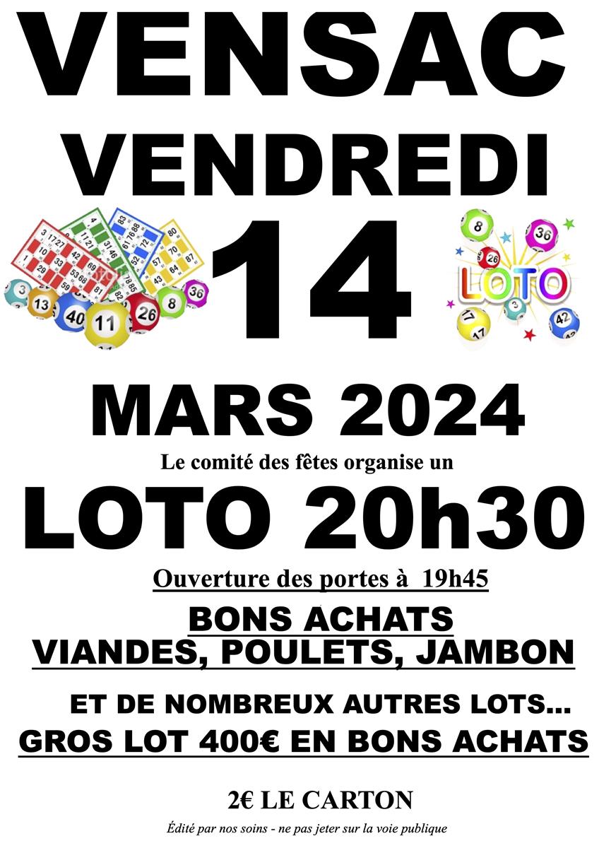 Loto organisé par le comité des fêtes