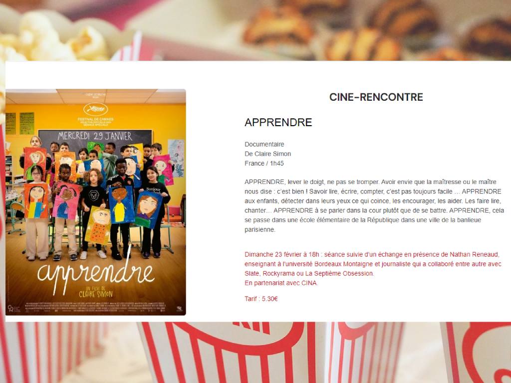 Ciné-rencontre "Apprendre"